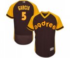 San Diego Padres #5 Greg Garcia Brown Alternate Cooperstown Authentic Collection Flex Base Baseball Jersey