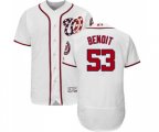 Washington Nationals #53 Joaquin Benoit White Home Flex Base Authentic Collection Baseball Jersey