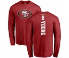 San Francisco 49ers #8 Steve Young Red Backer Long Sleeve T-Shirt