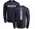 New England Patriots #21 Duron Harmon Navy Blue Backer Long Sleeve T-Shirt