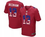 New York Giants #13 Odell Beckham Jr Elite Red Alternate USA Flag Fashion Football Jersey