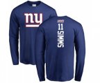 New York Giants #11 Phil Simms Royal Blue Backer Long Sleeve T-Shirt