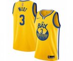Golden State Warriors #3 David West Swingman Gold Finished Basketball Jersey - Statement Edition