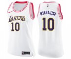 Women's Los Angeles Lakers #10 Sviatoslav Mykhailiuk Swingman White Pink Fashion Basketball Jersey