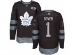 Toronto Maple Leafs #1 Johnny Bower Authentic Black 1917-2017 100th Anniversary NHL Jersey