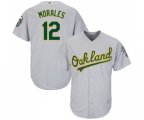 Oakland Athletics #12 Kendrys Morales Replica Grey Road Cool Base Baseball Jersey