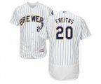 Milwaukee Brewers David Freitas White Home Flex Base Authentic Collection Baseball Player Jersey
