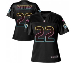 Women Los Angeles Rams #22 Marcus Peters Game Black Fashion Football Jersey
