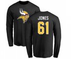Minnesota Vikings #61 Brett Jones Black Name & Number Logo Long Sleeve T-Shirt