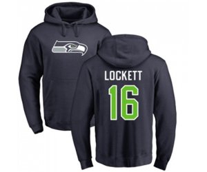 Seattle Seahawks #16 Tyler Lockett Navy Blue Name & Number Logo Pullover Hoodie