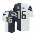 Seattle Seahawks #16 Tyler Lockett Elite Navy White Split Fashion NFL Jersey