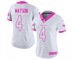 Women Houston Texans #4 Deshaun Watson Limited White Pink Rush Fashion Football Jersey