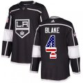 Los Angeles Kings #4 Rob Blake Authentic Black USA Flag Fashion NHL Jersey