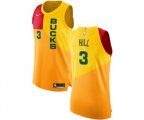 Milwaukee Bucks #3 George Hill Authentic Yellow Basketball Jersey - City Edition