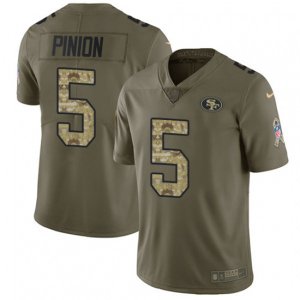 San Francisco 49ers #5 Bradley Pinion Limited Olive Camo 2017 Salute to Service NFL Jersey