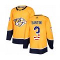 Nashville Predators #3 Steven Santini Authentic Gold USA Flag Fashion Hockey Jersey