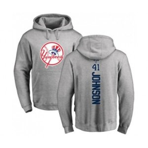 New York Yankees #41 Randy Johnson Ash Backer Pullover Hoodie