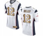 New England Patriots #12 Tom Brady Elite White Gold Football Jersey