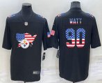 Pittsburgh Steelers #90 TJ Watt 2022 USA Map Fashion Black Color Rush Stitched Nike Limited Jersey
