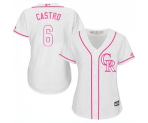 Women\'s Colorado Rockies #6 Daniel Castro Authentic White Fashion Cool Base Baseball Jersey