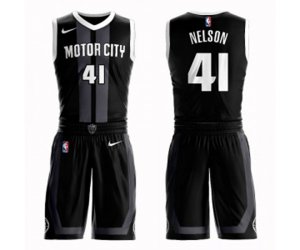 Detroit Pistons #41 Jameer Nelson Swingman Black Basketball Suit Jersey - City Edition