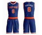 New York Knicks #6 Kristaps Porzingis Swingman Royal Blue Basketball Suit Jersey - Icon Edition