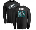 Philadelphia Eagles #62 Jason Kelce Black Name & Number Logo Long Sleeve T-Shirt