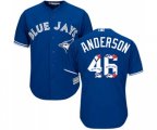 Toronto Blue Jays #46 Brett Anderson Authentic Blue Team Logo Fashion Baseball Jersey