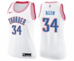 Women's Oklahoma City Thunder #34 Ray Allen Swingman White Pink Fashion Basketball Jersey
