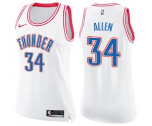 Women\'s Oklahoma City Thunder #34 Ray Allen Swingman White Pink Fashion Basketball Jersey