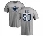 Dallas Cowboys #50 Sean Lee Ash Name & Number Logo T-Shirt