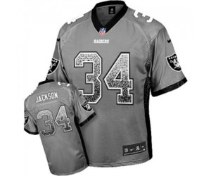 Oakland Raiders #34 Bo Jackson Elite Grey Drift Fashion Football Jersey