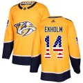 Nashville Predators #14 Mattias Ekholm Authentic Gold USA Flag Fashion NHL Jersey