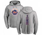 New York Mets #4 Jed Lowrie Ash Backer Pullover Hoodie