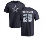 Dallas Cowboys #28 Darren Woodson Navy Blue Name & Number Logo T-Shirt
