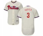 Philadelphia Phillies #3 Bryce Harper Cream Alternate Flex Base Authentic Collection Baseball Jersey