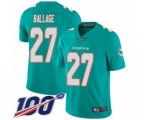 Miami Dolphins #27 Kalen Ballage Aqua Green Team Color Vapor Untouchable Limited Player 100th Season Football Jersey