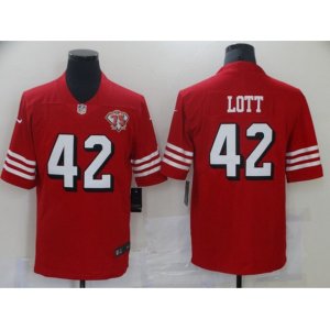 San Francisco 49ers #42 Ronnie Lott Red 2021 75th Anniversary Vapor Untouchable Stitched Limited Jersey