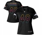 Women Denver Broncos #49 Craig Mager Game Black Fashion Football Jersey