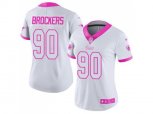 Women Los Angeles Rams #90 Michael Brockers White Pink Stitched NFL Limited Rush Fashion Jersey