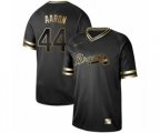 Atlanta Braves #44 Hank Aaron Authentic Black Gold Fashion Baseball Jersey