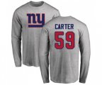 New York Giants #59 Lorenzo Carter Ash Name & Number Logo Long Sleeve T-Shirt