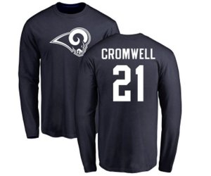 Los Angeles Rams #21 Nolan Cromwell Navy Blue Name & Number Logo Long Sleeve T-Shirt