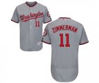 Washington Nationals #11 Ryan Zimmerman Grey Road Flex Base Authentic Collection Baseball Jersey