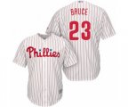 Philadelphia Phillies Jay Bruce Replica White Red Strip Home Cool Base Baseball Player Jersey