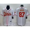 Kansas City Chiefs #87 Travis Kelce White With Patch Cool Base Stitched Baseball Jersey