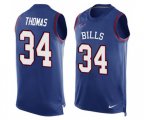 Buffalo Bills #34 Thurman Thomas Limited Royal Blue Player Name & Number Tank Top Football Jersey