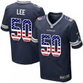 Dallas Cowboys #50 Sean Lee Elite Navy Blue Home USA Flag Fashion NFL Jersey