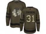 Chicago Blackhawks #31 Anton Forsberg Green Salute to Service Stitched NHL Jersey