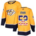 Nashville Predators #52 Matt Irwin Authentic Gold USA Flag Fashion NHL Jersey